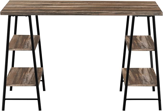 Monarch Specialties I 7525 Computer Desk Home Office Laptop Storage Shelves 48 L Work Metal Laminate Brown Black Contemporary Modern