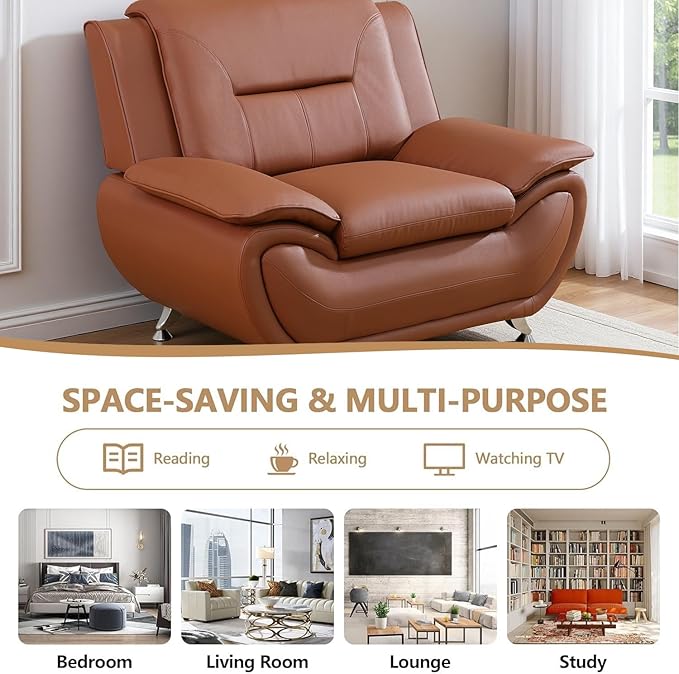Leather Couch SetModern Sofa for Living Room Furniture Sets46 Modern Chair for Living Room/Office/Bedroom/Apartment(Khaki)