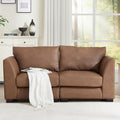 CIMOTA 60 Cloud Couch Modular Loveseat Sofa Faux Leather 2-Seater Couches with Deep Seats &amp Wood Frame Modern Sectional Sofa for Small Spaces/Apartment/Office PU Brown