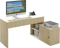 Modern Computer PC Desk Table with Storage Corner L Shaped Desk with Drawers Home Office Desk for Bedroom and Small Space for Writing Executive Study Work Vanity - Natural