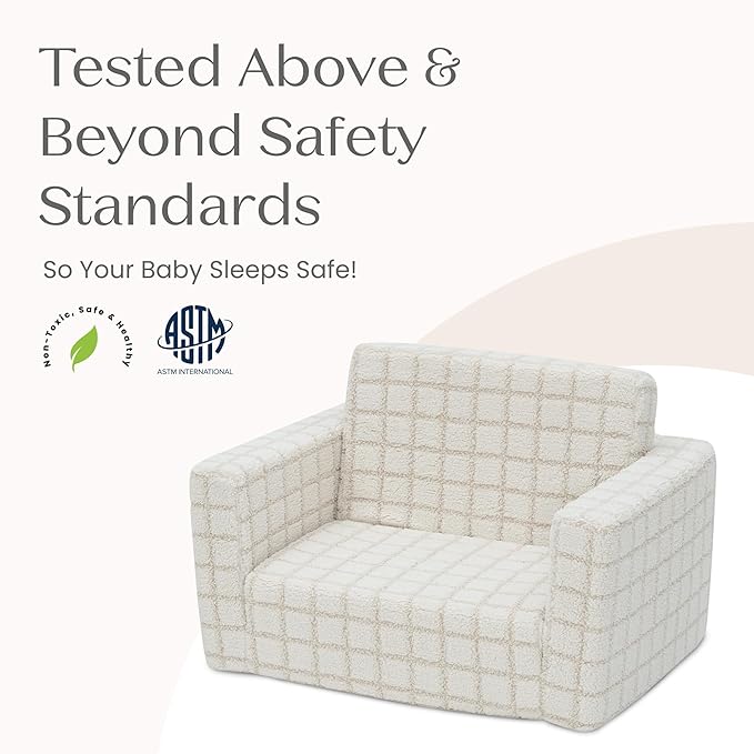 Delta Children Checkered Cozee Flip-Out Chair Cream