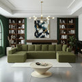 145 Modular Sectional Sofa Oversized U-Shaped Deep Seat Corduroy Cloud Couch with Fixed-Shape Frame Sleeper Sofa Couch Boneless Couches for Living Room No Assembly RequiredSofa in A BoxGreen