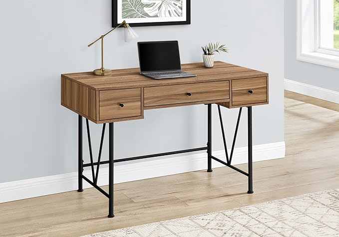 Monarch Specialties I 7672 Computer Desk Home Office Laptop Storage Drawers 48 L Work Metal Laminate Brown Black Transitional
