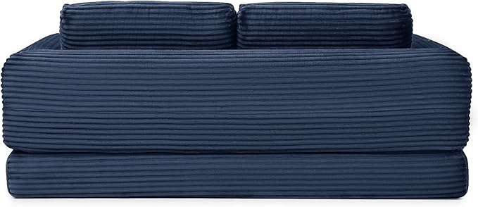 Foldable Boneless Love Seat Couches in a Box Modern Floor Foam Sleeper Sofa Bed 2-in-1 Convertible Cloud Sofa for Home Apartments Bedroom