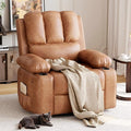 GarveeHome Oversized Recliner Chair 360° Swivel Rocker Recliners with Heat &amp Massage Soft Lazy Boy Recliner Chair with 2 Cup Holders and Side Pocket for Living Room Bedroom Nurseries -Retro Brow
