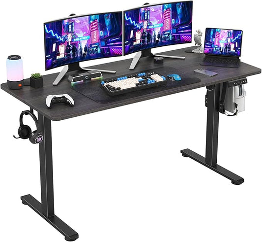 Soohow Electric Standing Desk 55 * 24 Inches Adjustable Computer Gaming Desk Stand up Office Desk for Home Office Bedroom Splice Board Dark Grey and Black