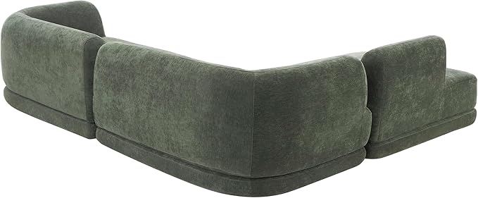 Merax 115 Modern L-Shaped Sectional Sofa with High-Density Fully Compressed Sponge and Chaise Lounge Deep Seating 3-Piece Set Fully Assembled Right Hand Facing for Living Room Lounge Green