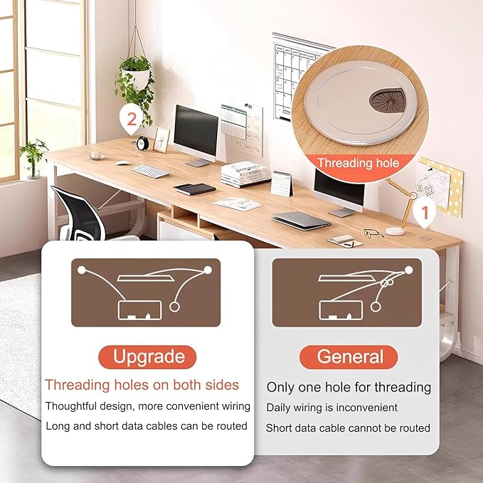 Two Person Desk with 3 Drawers Large Double Study Writing Table Wooden 2 Person Gaming Desk Computer Table Dual Workstation for Home Office(White200cm/78.74in)