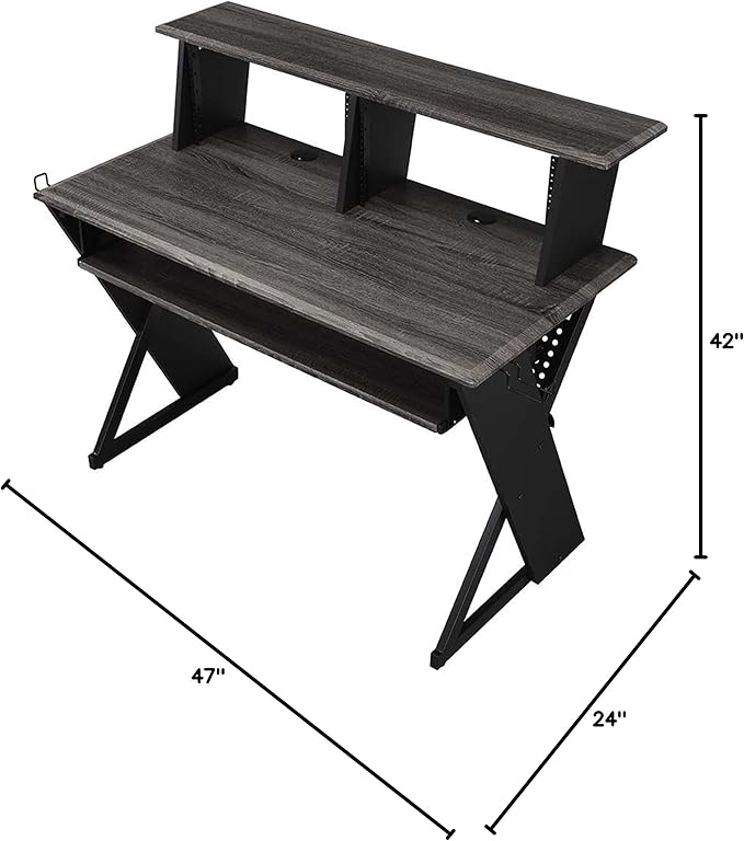 Acme Furniture Rectangular Music Desk Table with Earphone Rack Black