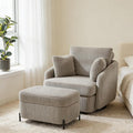 Chifee &amp Vingol 40.6 Oversized Swivel Accent Chair with OttomanCorduroyGray