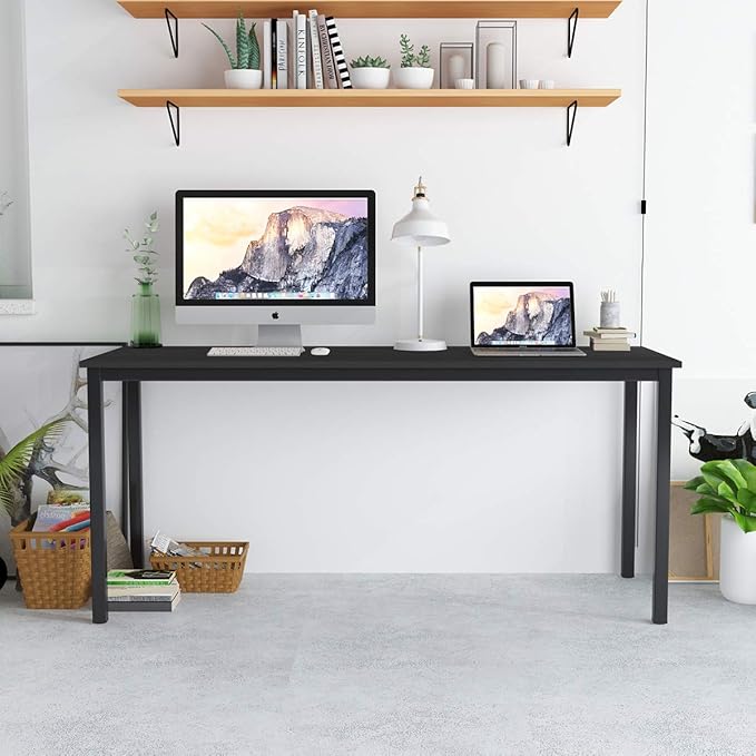 SogesPower 63 inches Computer Desk Study Table PC Laptop Office Desk Workstation for Home Office Black