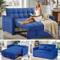 FONTOI 3 in 1 Sleeper Sofa Bed Futon Sofa Bed for Living Room with Side Pocket Blue Sleepers Sofas Couch with Pullout Beds Convertible Love Seat Sleepers couch for Living Room Bedroom Small Space