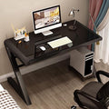 Tempered Glass Computer Desk Modern Design Student Writing Desk Study Desk Home Office Desk Gaming Desk Personal Workstation with Z-Shaped Metal Frame(39 Inch Black)