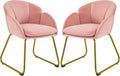 Yaheetech Velvet Living Room Chair Flower Shaped Armchair with Golden Legs Upholstered Side Chair for Vanity Room Living Room Kitchen Set of 2 Pink