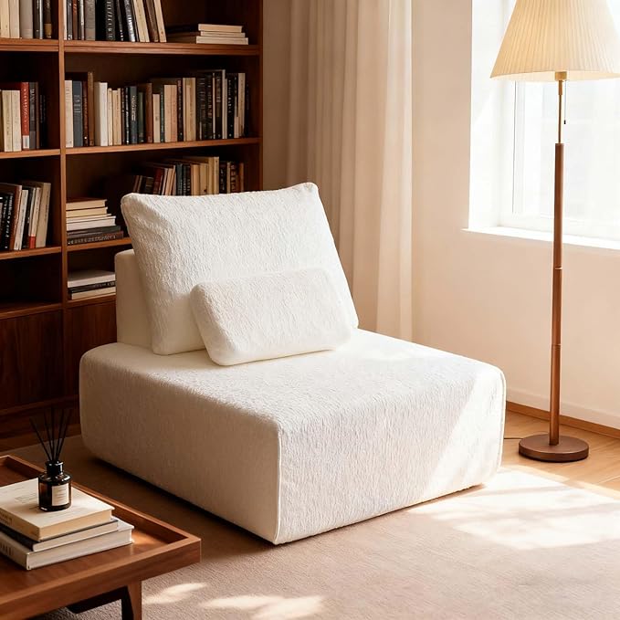Chenille Oversized Cloud Accent Chair 40 Boneless Sofa Chairs for Living Room &amp Bedroom Upholstered Mid-Century Reading Chair Comfy Living Room Chair Single Sofa Chair