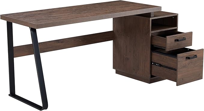 Home Office Computer Desk with Drawers/Hanging Letter-Size Files 65 inch Writing Study Table with Drawers