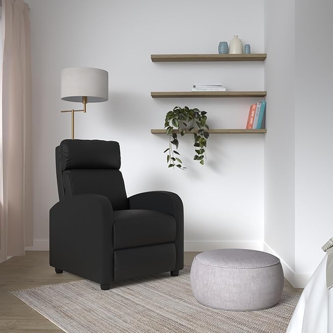 BestMassage | Recliner Chair | with 2 Point Massage Function | Black | with Lumbar Support Adjustable Push Back Wide Armrests Footrest &amp Padded Seat | Easy Assembly | for Living Room Home Thea