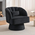 GarveeHome Modern Swivel Barrel Accent Chair 360 Degree Velvet Upholstered Armchair with Striped Backrest &amp Plush Padding Comfy Round Lounge Chair for Living Room Bedroom Reading Nook Black