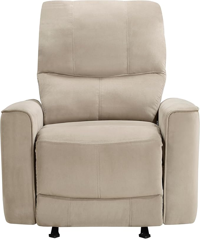 Lexicon Power Recliner Chair Living Room Velvet Reclining Sofa Chair Home Theater Seating Power Rocker Recliner Sofa Chair for Living Room/Office/Apartment Light Brown