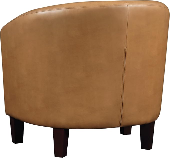 OSP Home Furnishings Ethan Tub Accent Chair with Dark Espresso Wood Legs Camel Faux Leather