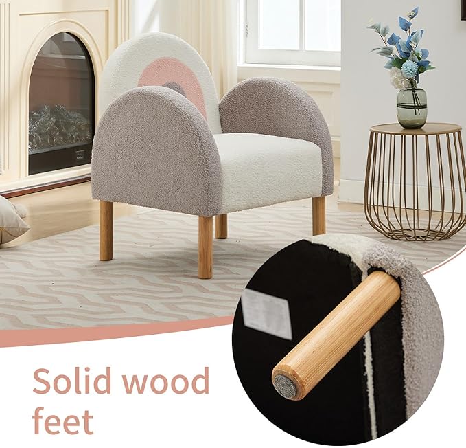 Modern Upholstered Accent Chair Armchair Side Chair Single Sofa Chair with Wooden Legs for Living Room Bedroom Reading Room