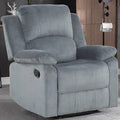 CANMOV Manual Recliner Chair Soft Fabric Overstuffed Recliner Single Sofa Chair for Living Room Heavy Duty and Safety Reclining Mechanism (Blue Grey)