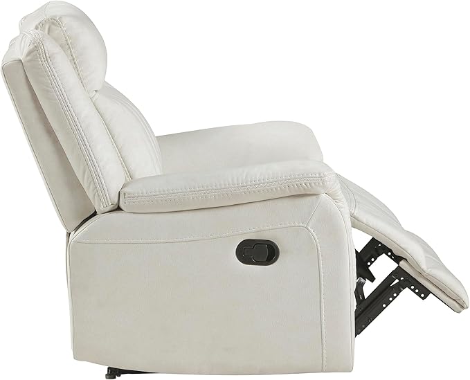 Lexicon Manual Recliner Chair Polished Microfiber Reclining Sofa Chair Home Theater Seating Wall Hugger Manual Recliner for Living Room/Office/Apartment Beige