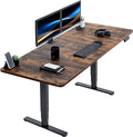 VIVO Electric 71 x 30 in Dual Motor Rustic Sit Stand Desk Memory Height Adjustment 2B Series Vintage Brown Top Black Frame DESK-KIT-2B7N