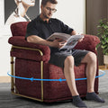 Swivel Accent Chairs 360 Swivel arm Chairs for Bedroom Club Chair with Back Gold Frame Tall Base for Office and Living Room (Red)