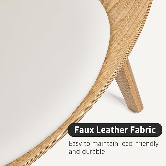 Hans Wegner Style Chair Simple and Modern Leather Shell Chairs with Padded Seat Ergonomic Three-Legged Shell Lounge Chair for Living Room Bedroom Office Space