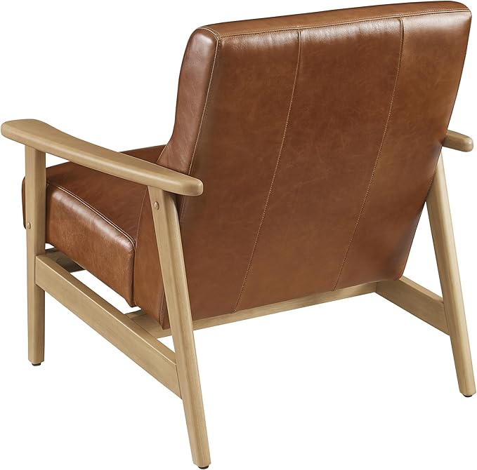 Art Leon Genuine Leather Recliner Chair with Arms 105° Ergonomic Design &amp Solid Wood Frame - Premium Leather Lounge Chair for Living Room Office Man Cave (Brown)