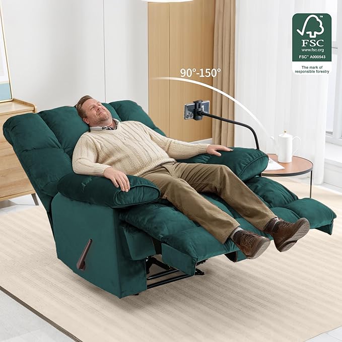 Euthymia Oversized Recliner Chair Big and Tall Recliner Chairs for Adults 400LBS Large Recliner Chair Extra Wide Recliner for Living Room Teal