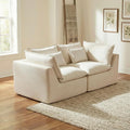 75 Cloud Loveseat Sofa for Small Space Waffle Knit Boneless Couch Deep Seat Oversized 2-Seater Modular Foam Apartment FurnitureWhite