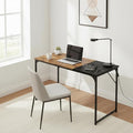 Homy Casa Industrial Computer Desk 39.4 Writing Table with Vintage Black Top Black Metal Frame Modern Home Office Workstation