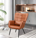 Brown Armchair for Living Room Modern Accent Chair High Back Living Room Chairs with Metal Legs and Soft Padded Sofa Chairs for Home OfficeBedroomDining Room (Brown)