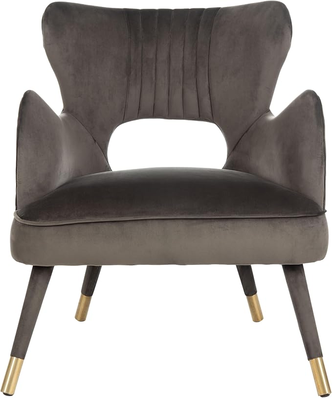 Safavieh Home Blair Retro Glam Shale Velvet and Gold Wingback Accent Chair