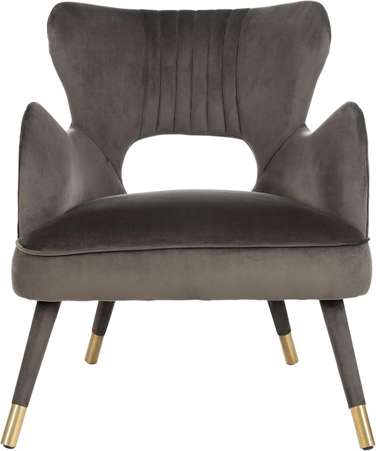Safavieh Home Blair Retro Glam Shale Velvet and Gold Wingback Accent Chair