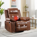 Massage Recliner Chair for Adults 360 Swivel &amp Rocker with Heat &amp Vibration Brown PU Leather Glider Reclining Chair for Home Theater Living Room Lounge Nursery