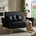 Brelice 48 Faux Leather Loveseat Sofa Modern Small Couch for Small Space with 2 Pillows 2 Seater Couch for Living Room Bedroom Office Apartment (Black)