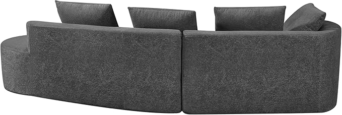 GDFStudio 116 Modern Curved Sectional Sofa with Chaise LoungePearl Upholstered Fully Compressed Sponge Couch2 Pcs SetRight Hand FacingFully Assembled Lounge Seating for Living RoomCharcoal Gray