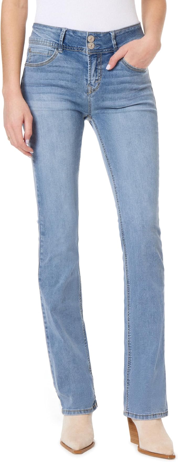 WallFlower Luscious Curvy Bootcut Jeans for Women Mid-Rise Insta Stretch Denim Size-Inclusive Juniors Jeans