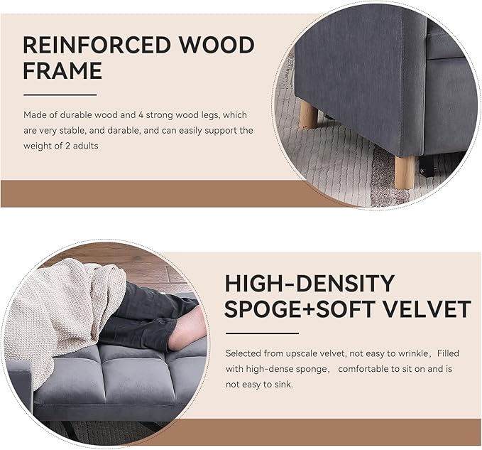 Convertible Sleeper Sofa Chair Bed3-in-1 Sleeper Chair Bed with PillowPull Out Single Armchair Sofa Bed with Adjustable Backrest Multi-Functiona Lounge Chair for Living Room (Gray)