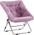 Tiita Comfy Folded Chair Soft Faux Fur Oversized Folding Accent Chair Lazy Chair for Teens Adults Metal Frame Moon Chair for Bedroom Living Room Dorm Rooms