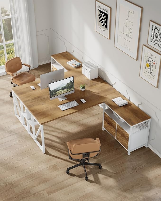 Tribesigns Modern File Cabinet with Drawers for Letter-Sized File and Door lateral Filing Cabinet Printer Stand with Storage Shelves and with Rolling Caster for Home Office