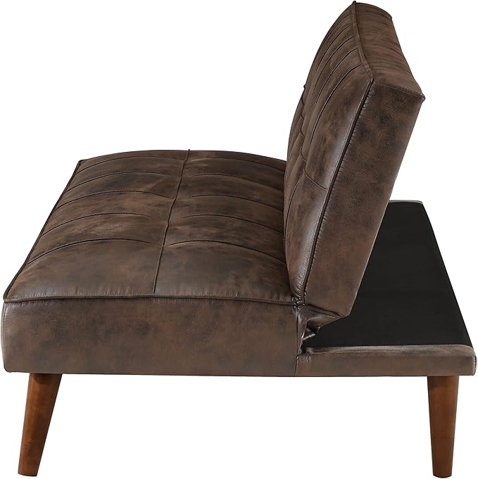 Coaster Home Furnishings - Jenson - Faux Leather Upholstered Sofa Bed with Biscuit Tufted and Flat-Laying Back - Transitional - Living Room - Dark Coffee - 360237