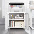 Office Furniture Copier Cabinet with Storage 2 Door Steel Mobile File Cabinet Printer Stand with Adjustable Shelf for Home Office (White 19.68 D x 23.62 W x 23.62 H)