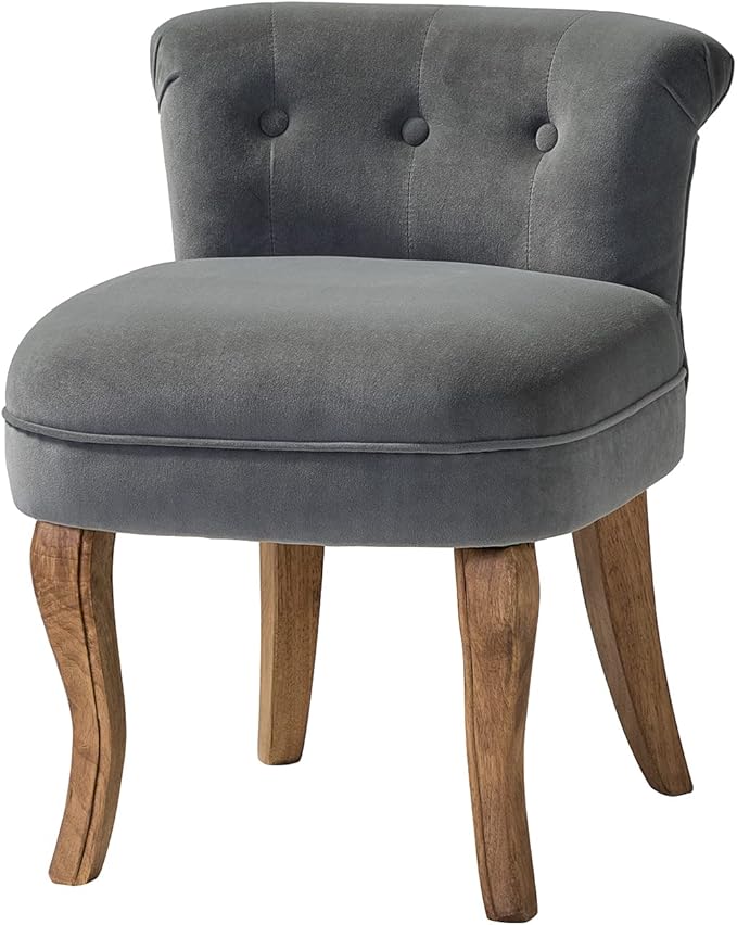 Modern Velvet Vanity Chair with with Solid Wood Legs Upholstered Vanity Stool with Low Back Small Makeup Chair Home Decor for Bedroom Living Room Dressing Table Women Girls