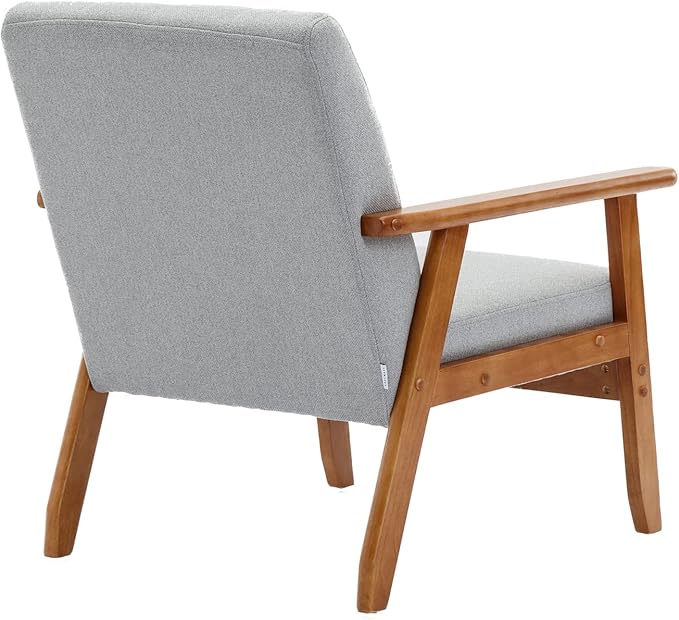 QiMaieeUSA Mid Century Modern Accent Chairs Set of 2 with Side Table Wood and Fabric Armchairs Side Chair Lounge Reading Comfy Arm Chair for Living Room Bedroom Office