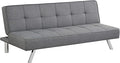 Giantex 3-Seat Convertible Sofa Bed Sofa Bed w/ 3 Adjustable Angles Line Fabric &amp High-Density Sponge Durable Wood Frame &ampSturdy Stainless-Steel Feet Suitable for Living Room Bedroom