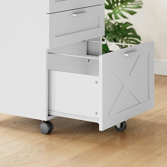 Secure 3-Drawer Wood File Cabinet with Lock – Mobile Under Desk Filing Cabinet Fits Letter/Legal/a4 Rolling Cabinet with Wheels – Classic Color